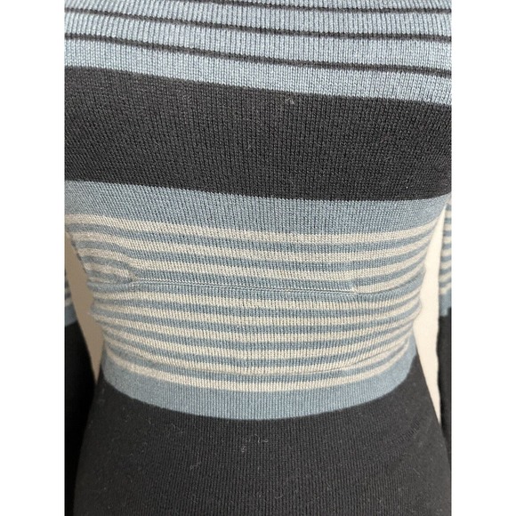 Prana Body Con Black Pullover Dress V-Neck with Stripes Belted SZ Small Y2K - Picture 4 of 10